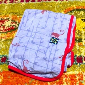 Kickee pants swaddle blanket lilac forest monkey